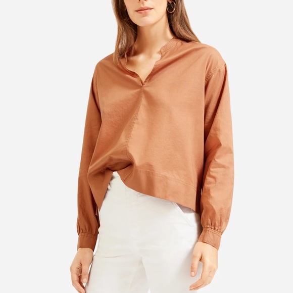 Everlane Tops - Everlane The Silky Cotton Split-Neck Blouse Size 4